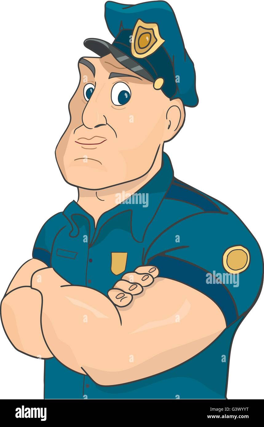 policeman on a white background Stock Vector