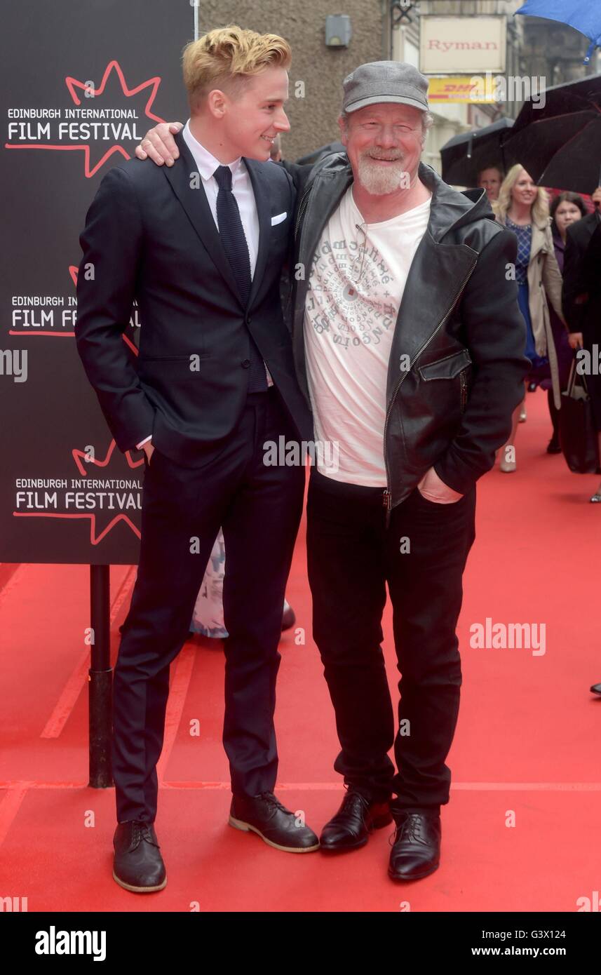 Jack Lowden (left) and Peter Mullan attending the Edinburgh International Film Festival 2016 opening-night gala, and the world premiere of Tommy's Honour, at the Festival Theatre in Edinburgh, Scotland. Stock Photo