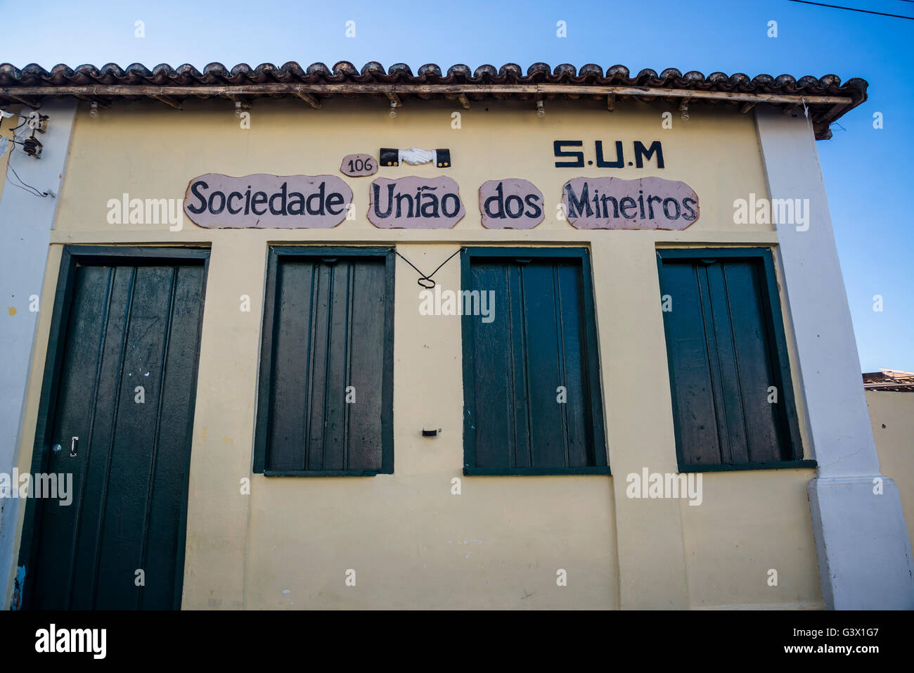 Lençóis, Miners' Society house, Chapada Diamantina, Bahia, Brazil Stock Photo