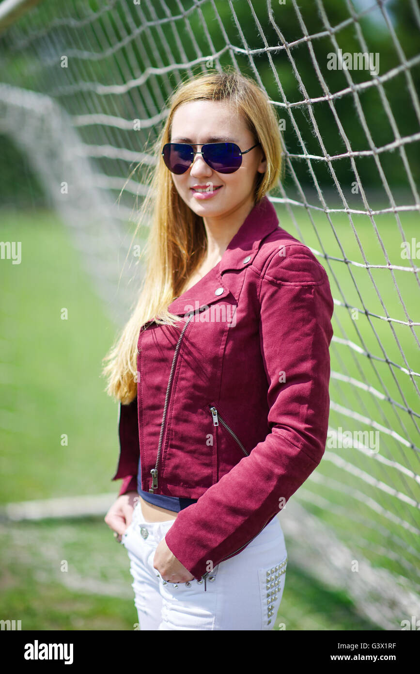 beautiful girl with sunglasses Stock Photo Alamy