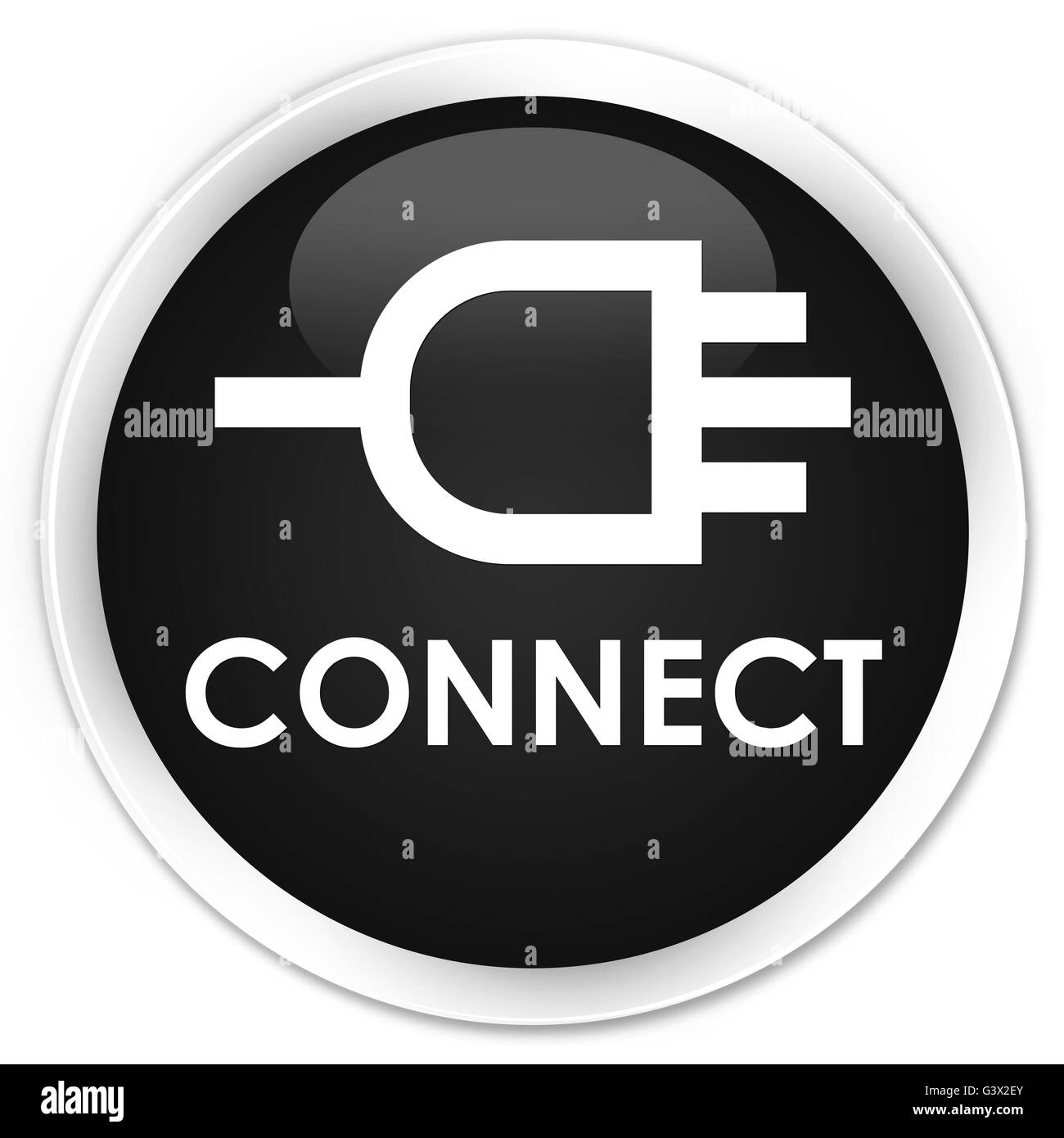 Connect isolated on premium black round button abstract illustration Stock Photo