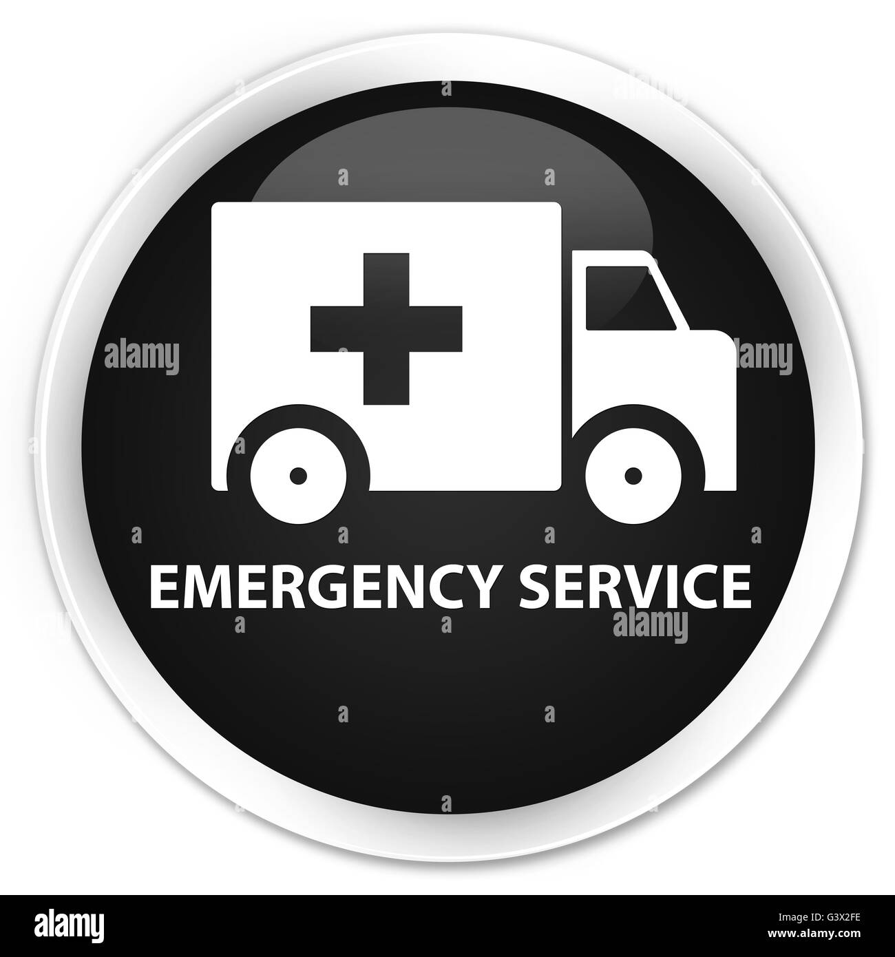 Emergency service isolated on premium black round button abstract illustration Stock Photo