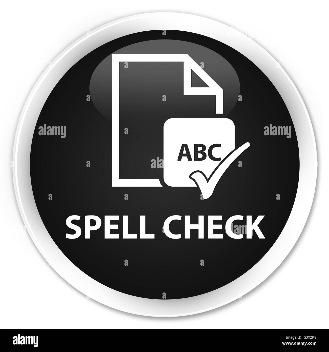 Spell check isolated on premium black round button abstract illustration Stock Photo