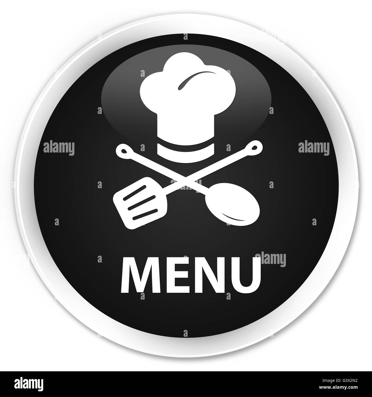Menu (restaurant icon) isolated on premium black round button abstract illustration Stock Photo