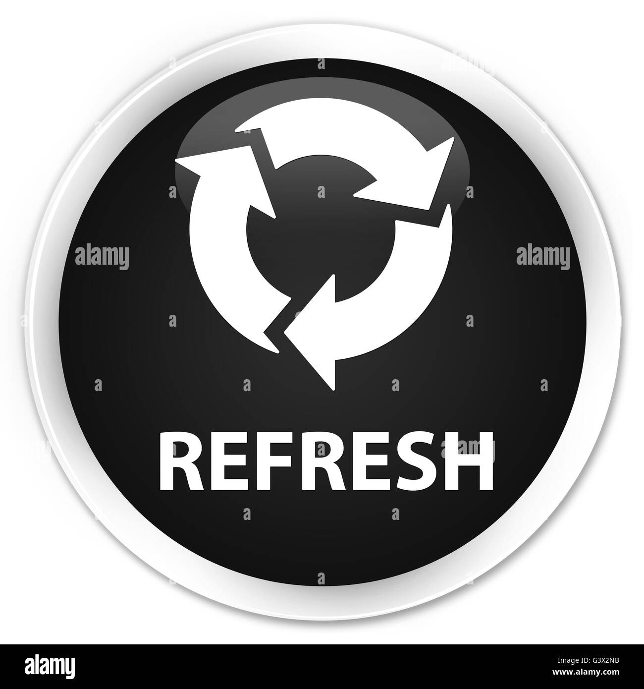 Refresh isolated on premium black round button abstract illustration Stock Photo