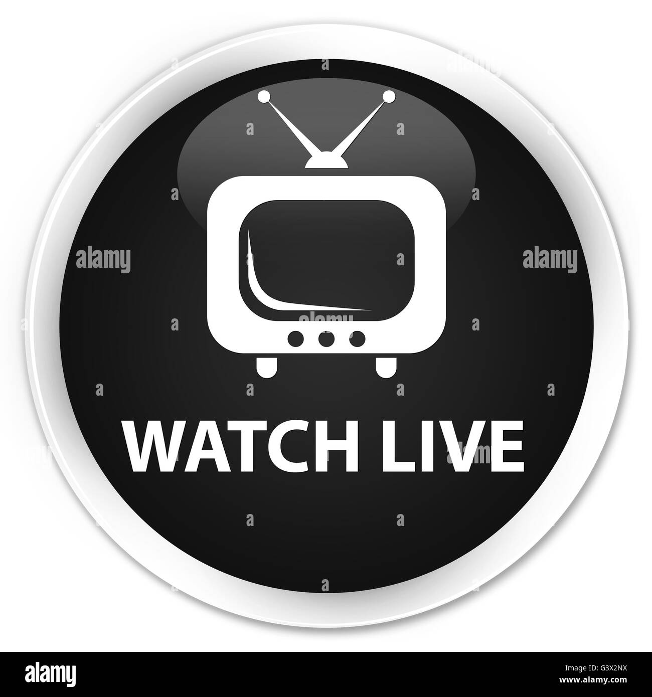 Watch live isolated on premium black round button abstract illustration