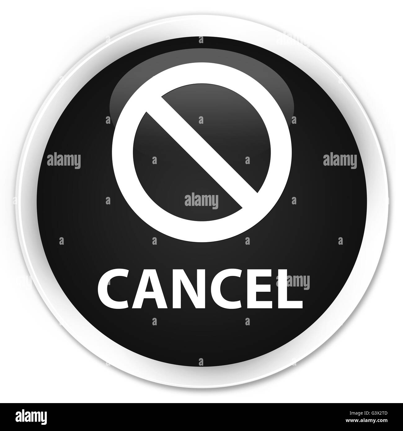Cancel (prohibition sign icon) isolated on premium black round button abstract illustration Stock Photo