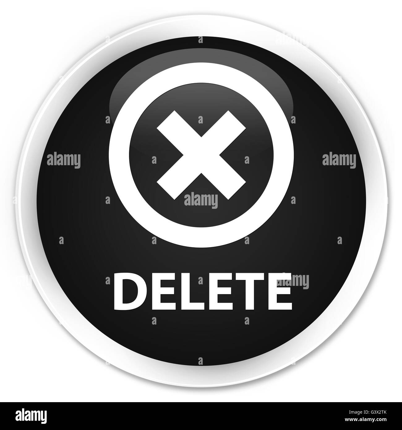 Delete isolated on premium black round button abstract illustration Stock Photo