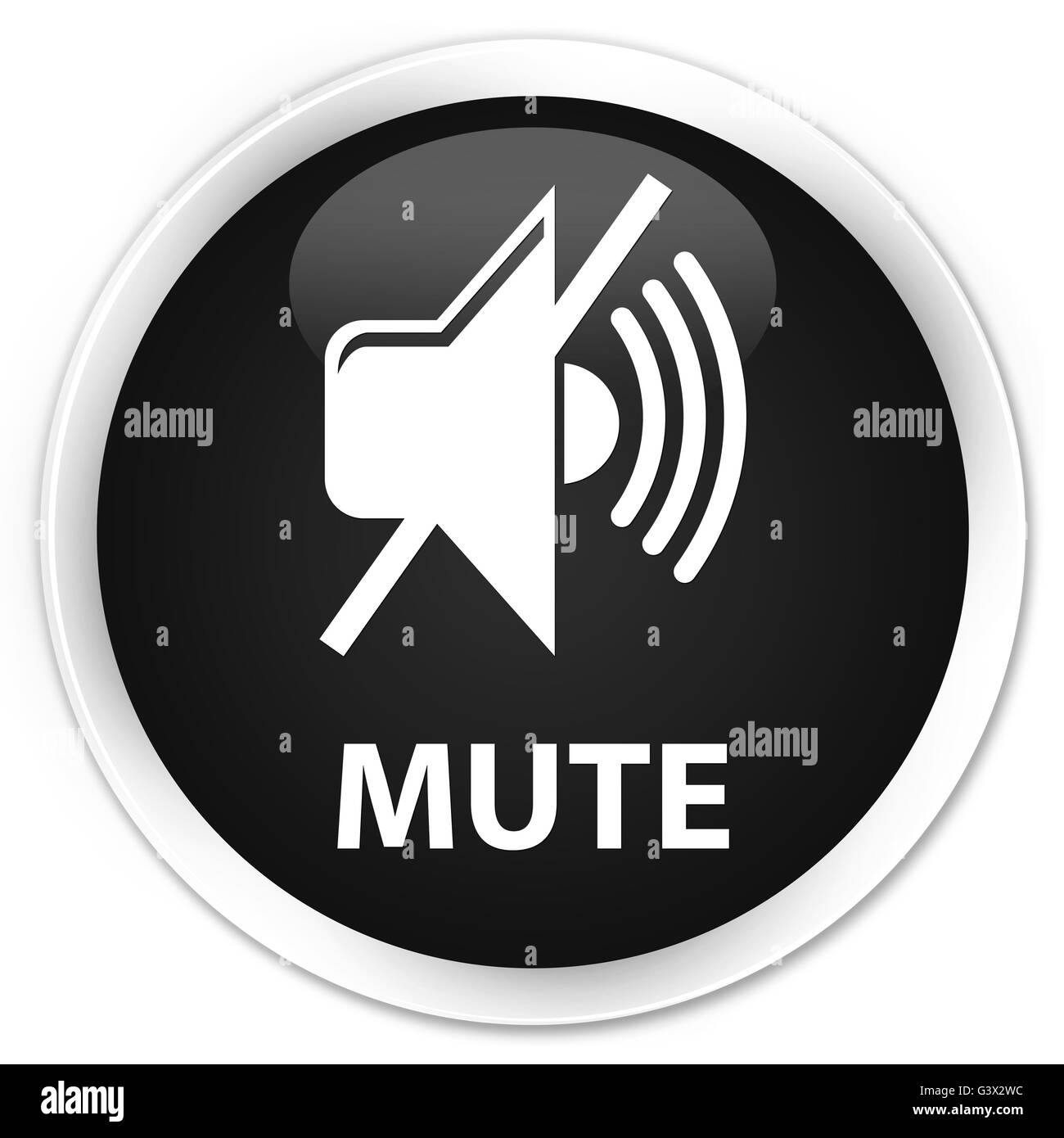 Mute isolated on premium black round button abstract illustration Stock Photo