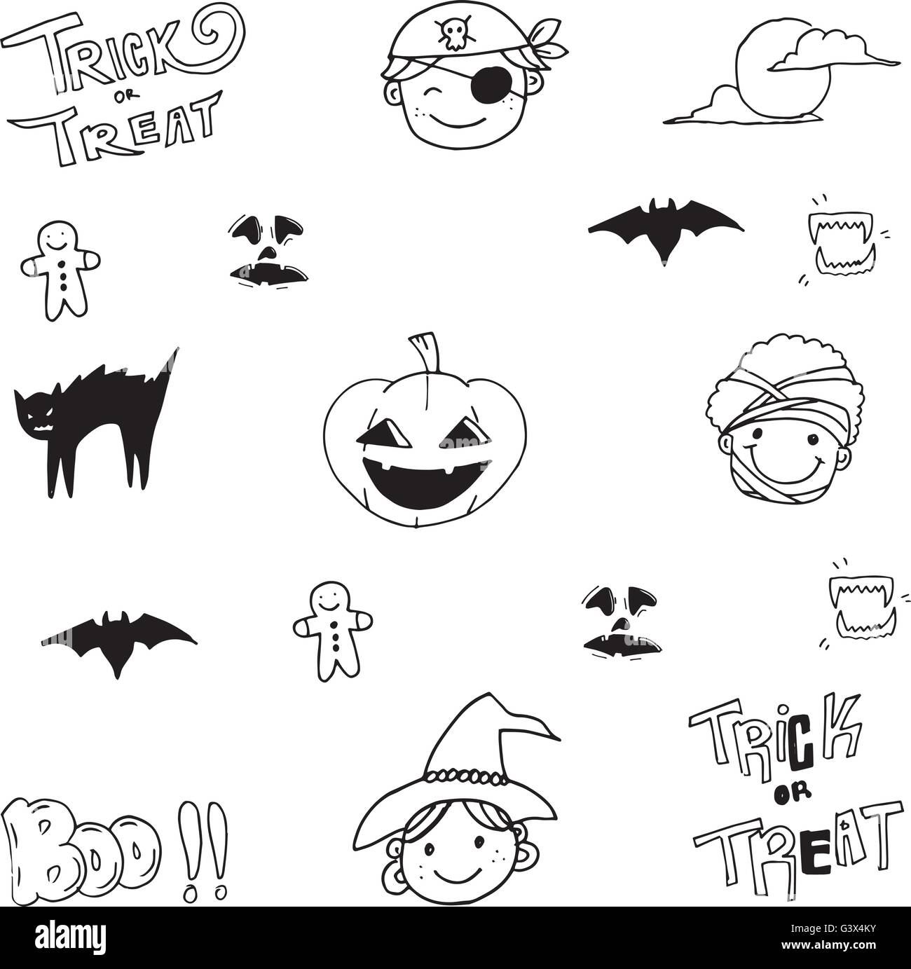 Cute Element Halloween In Doodle Stock Vector Image And Art Alamy