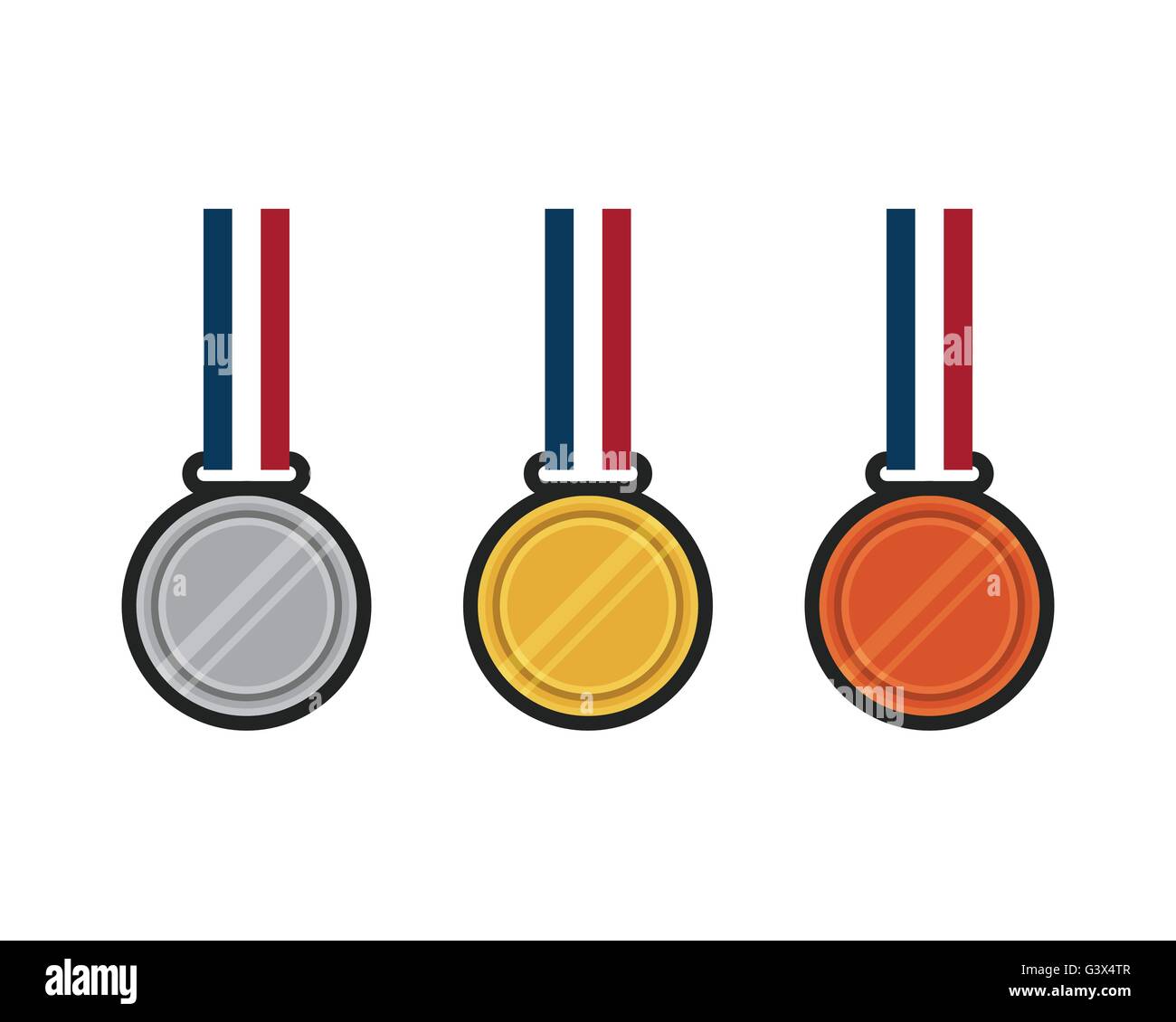 Set of gold, silver, bronze medal flat design vector illustration Stock ...