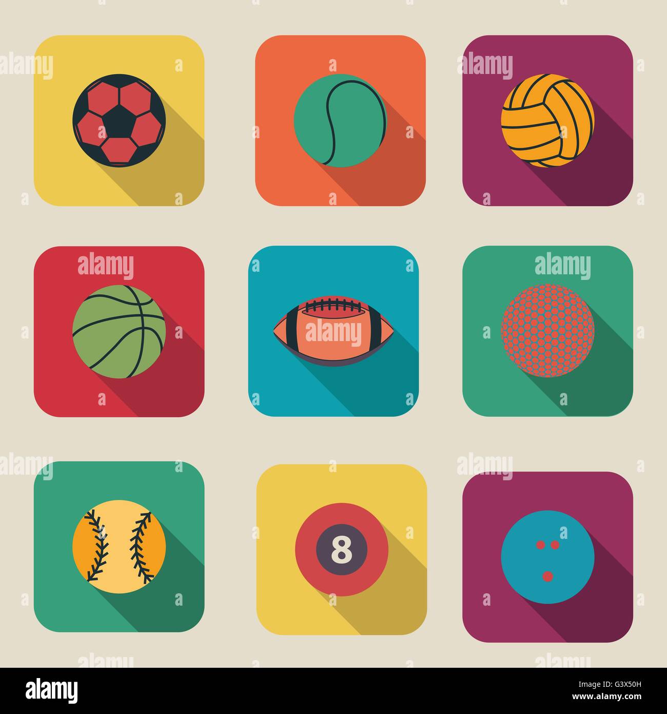 Collection of sport ball icon flat design vector illustration Stock Vector