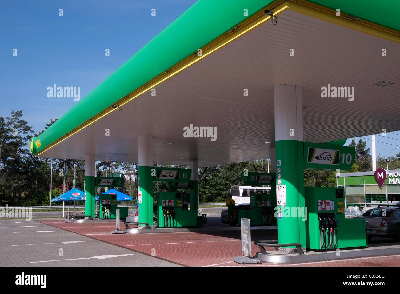 Mustang gasoline station in Ukraine Stock Photo