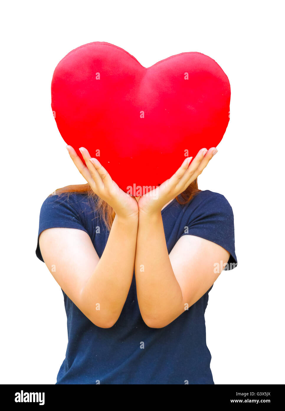 red heart in woman hand Stock Photo Alamy
