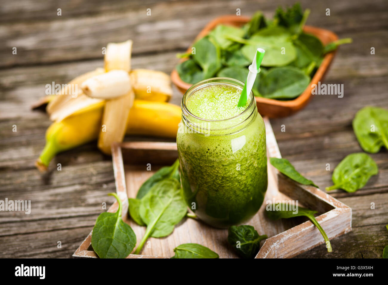 Fresh green smoothie Stock Photo