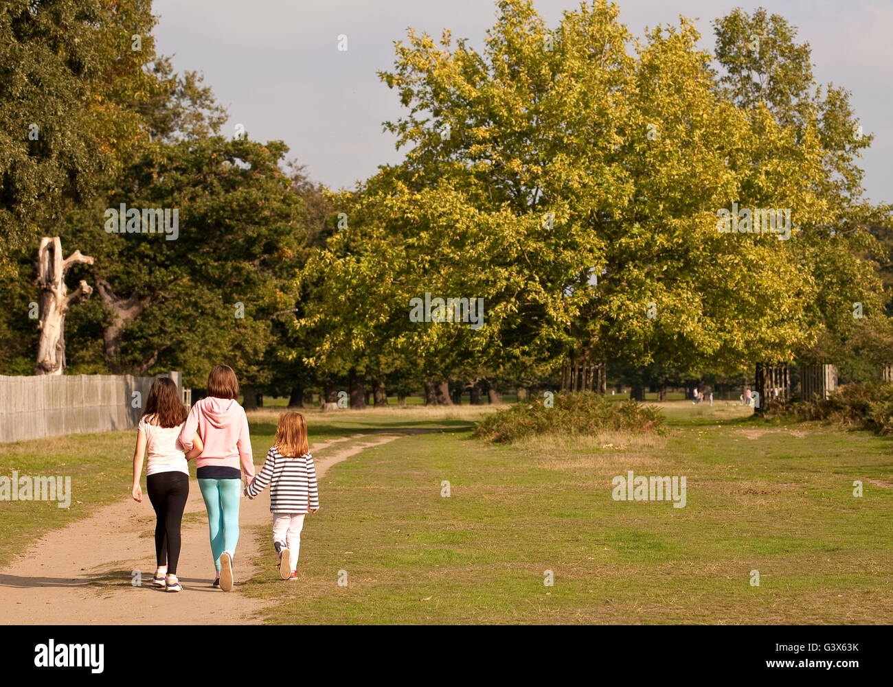 Three girls holding hands hi-res stock photography and images - Alamy