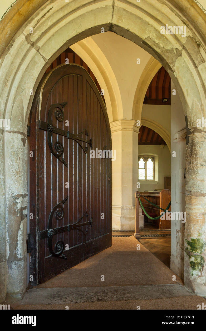 Door of St Laurence church in Guestling, East Sussex, England. Stock Photo