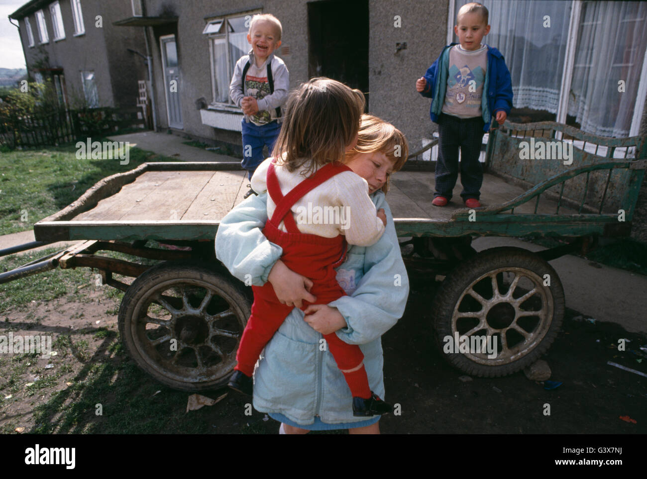 © John Angerson  Holme Wood Housing estate in Bradford, Yorkshire. Back 1998 the Estate had just received a £37.5 million City Challenge fund, that was focused mainly on improving the housing stock and local environment. These images were a document of the residents of area prior to receiving the proposed funding. Holme Wood still has high levels of deprivation, low levels of educational attainment, low rates of economic activity, and high levels of crime. Stock Photo