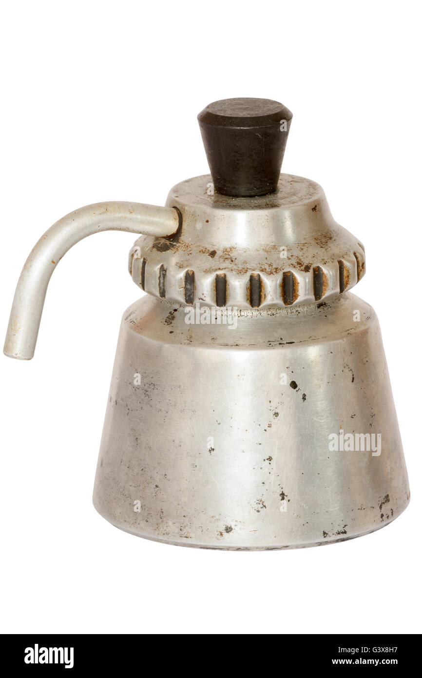Vintage moka espresso travel coffee maker retro object Stock Photo