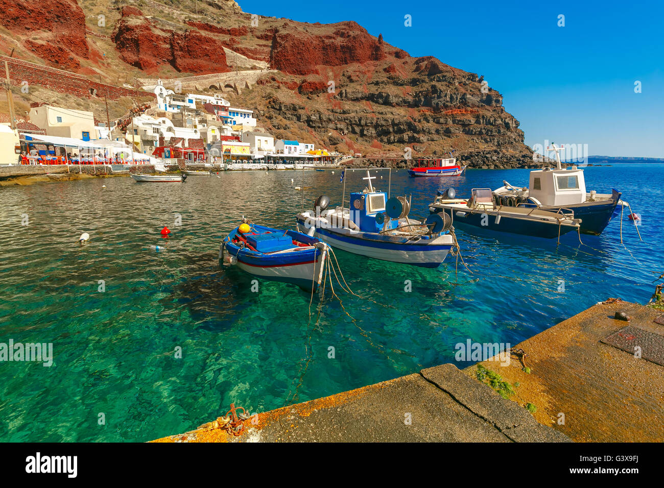 Port Amoudi of Oia or Ia, Santorini, Greece Stock Photo - Alamy
