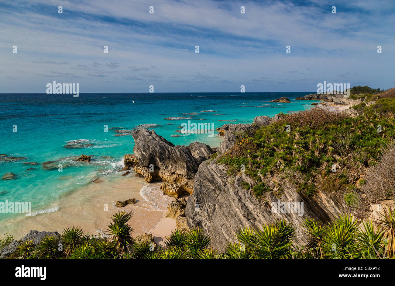 South shore Bermuda beaches and coastline. Stock Photo