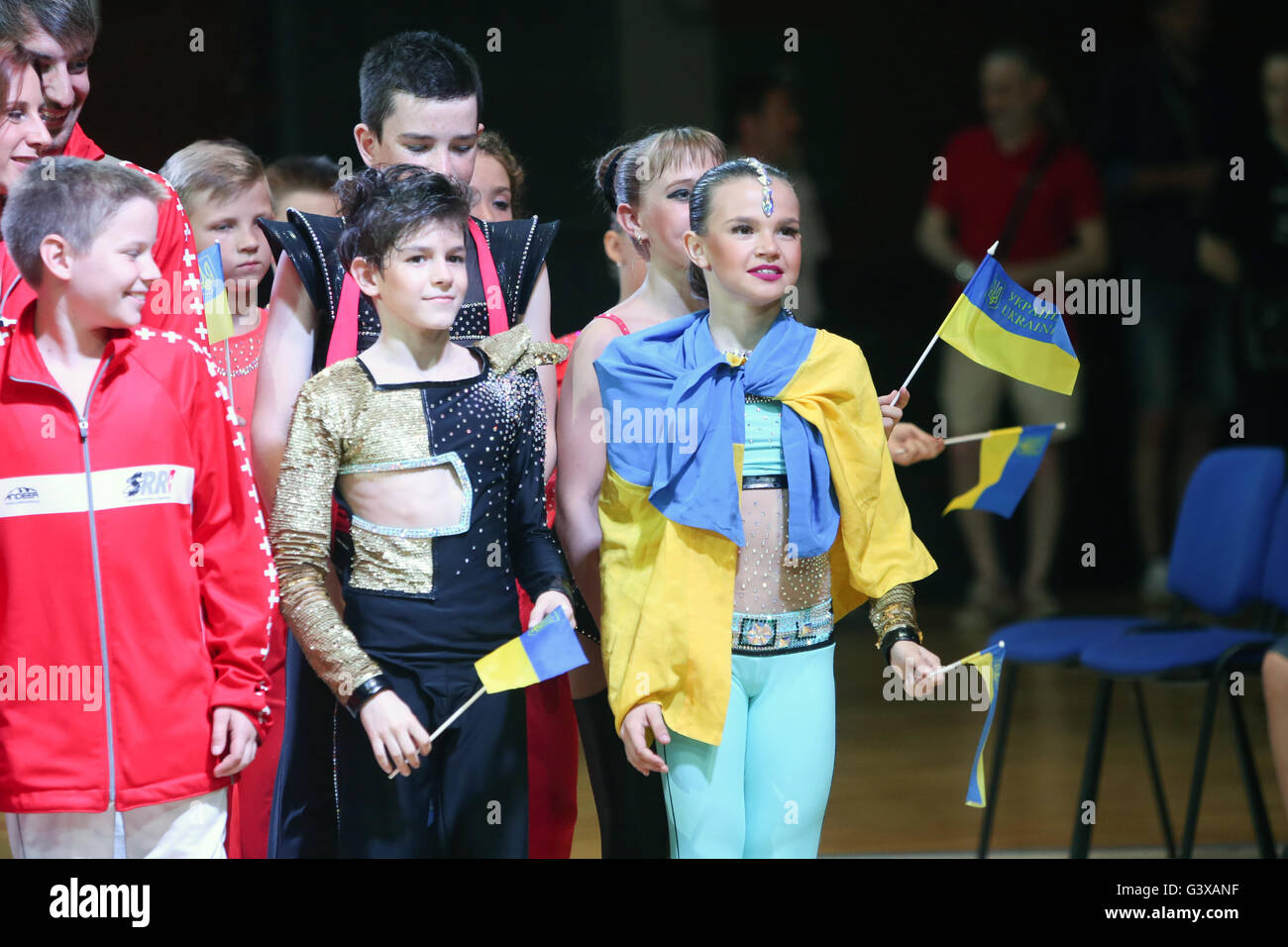 Opening ceremony of European Championship Rock n roll Juveniles and World Masters Rock n roll Main Class in Zagreb, Croatia. Stock Photo