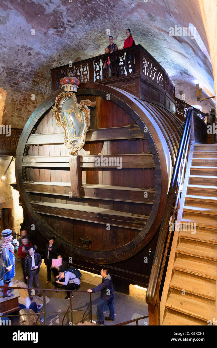 Castle Big Barrel with tourists, Germany, BadenWürttemberg, Kurpfalz