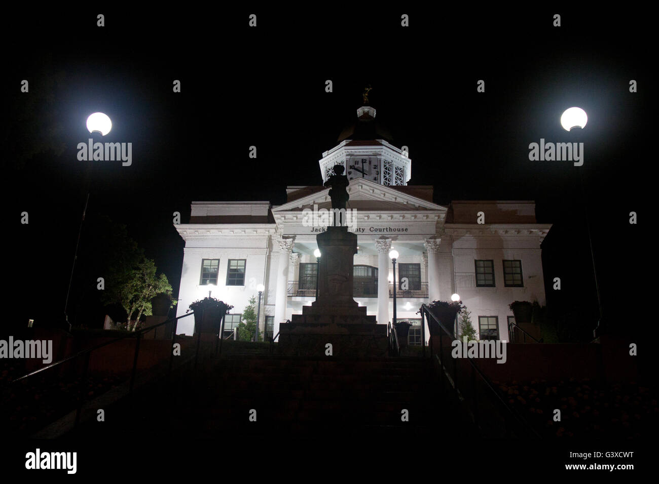 Jackson County Courthouse in Sylva, North Carolina at night Stock Photo