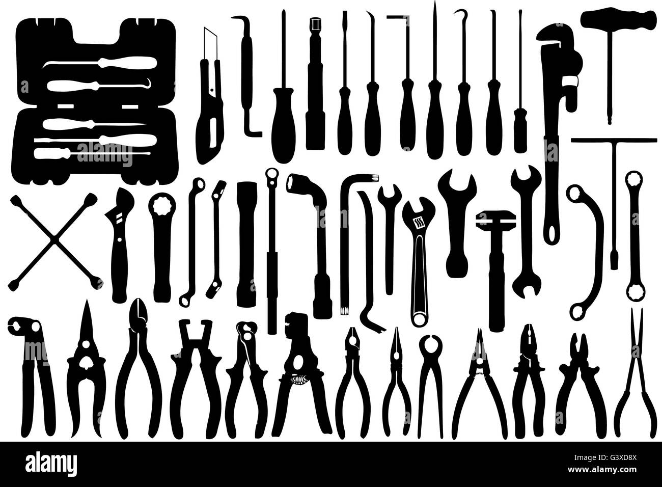 Hand tools isolated on white Stock Vector
