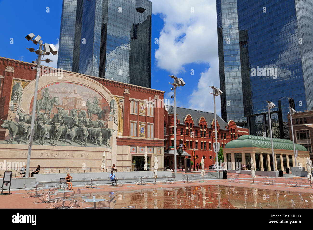 Chisholm Trail Mural, Sundance Square, Fort Worth, Texas, USA Stock