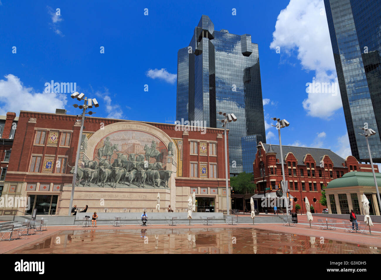Chisholm Trail Mural Sundance Square Fort Worth Texas USA Stock chisholm-trail-mural-sundance-square-fort-worth-texas-usa-stock