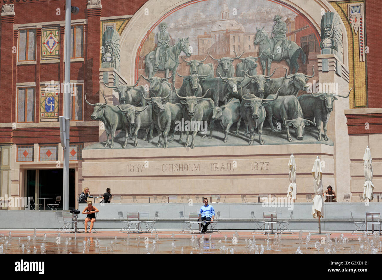 Chisholm Trail Mural, Sundance Square, Fort Worth, Texas, USA Stock