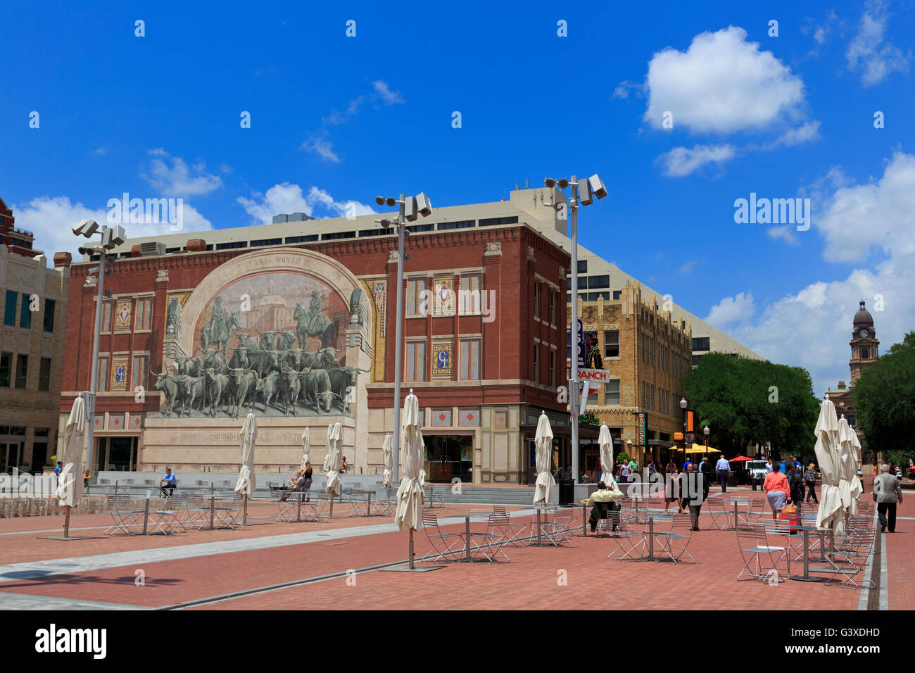 Chisholm Trail Mural, Sundance Square, Fort Worth, Texas, USA Stock ...