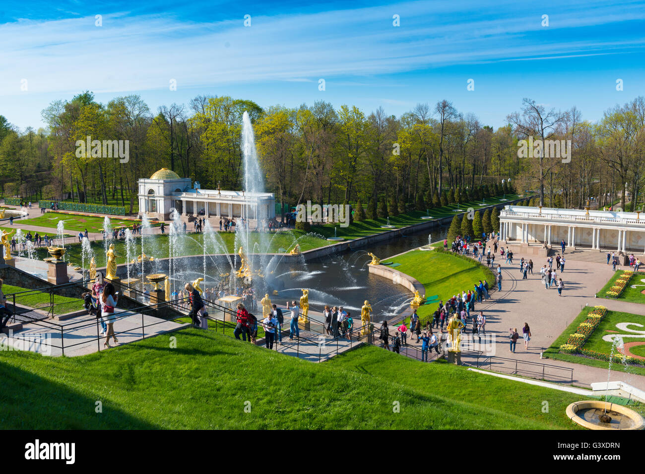 The Grand Cascade In Peterhof, Saint Petersburg Stock Photo