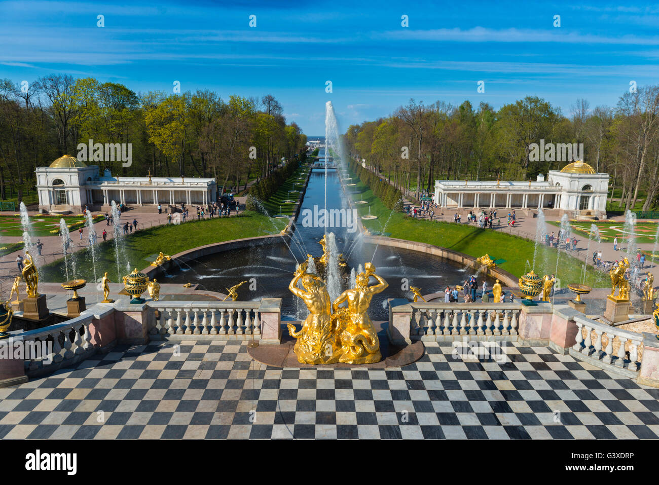 The Grand Cascade And Samson Fountain In Peterhof, Saint Petersburg Stock Photo