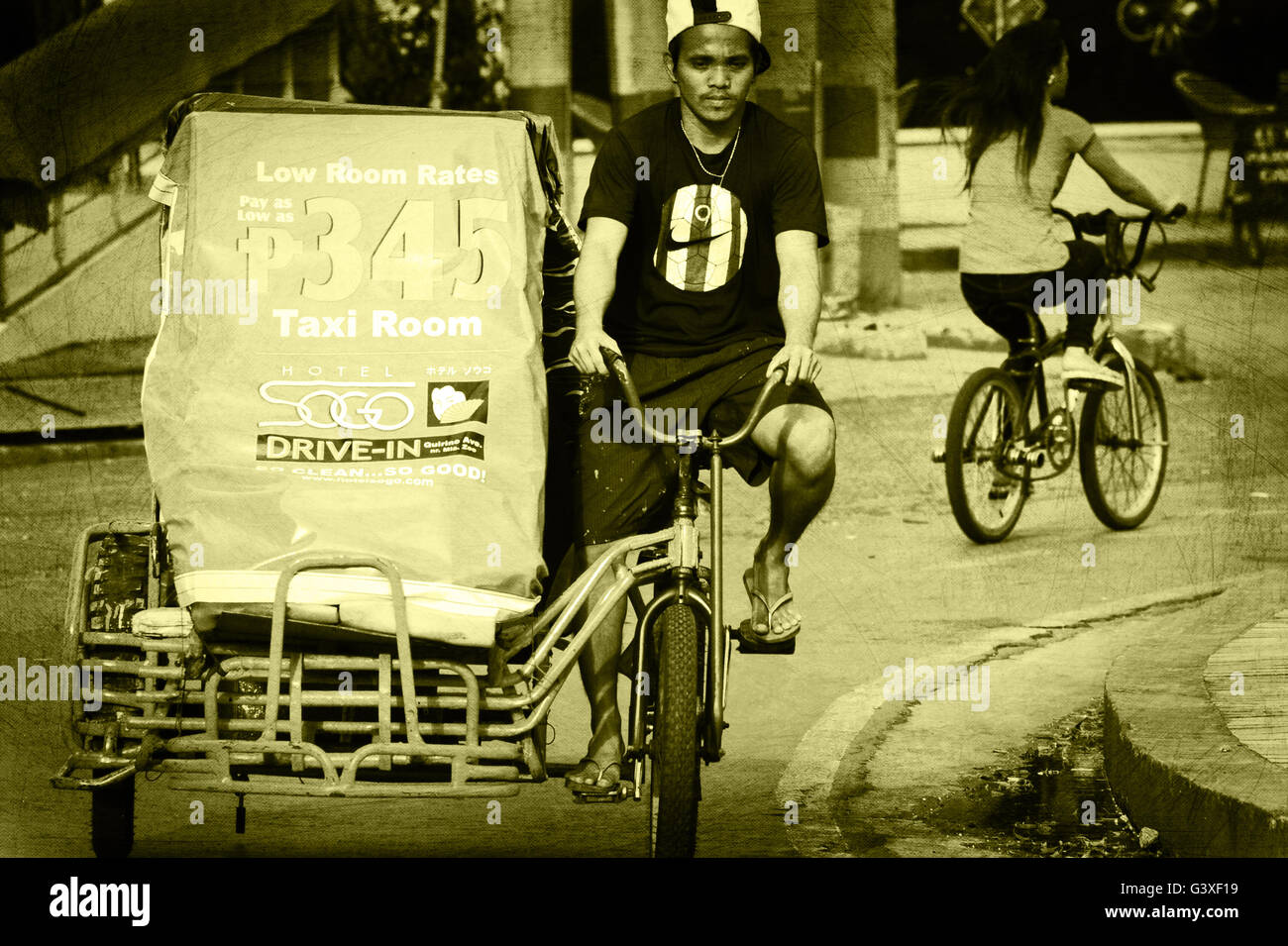 Cyclo Driver, Ermita, Manila, Philippines. Stock Photo