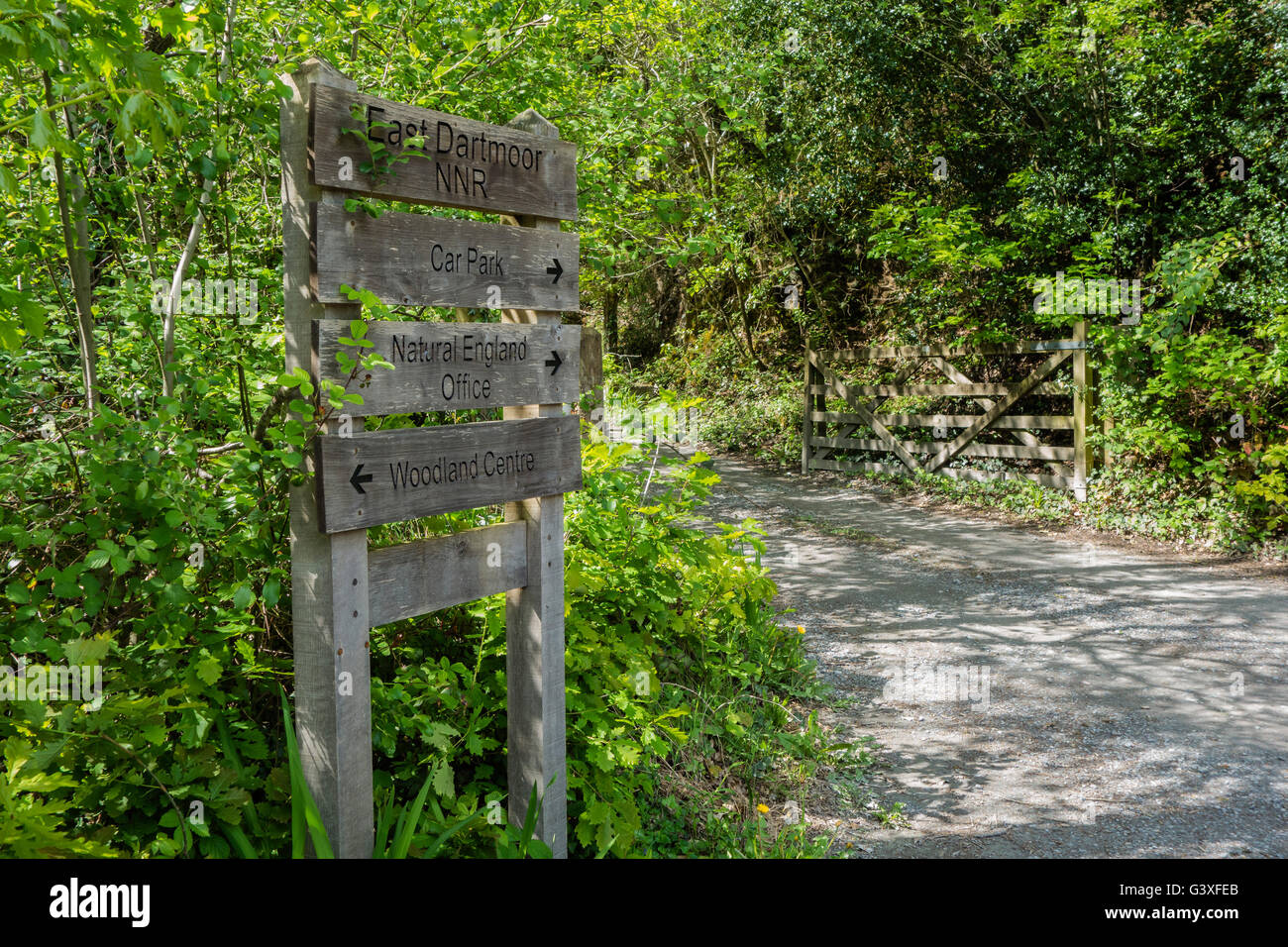 Entrance sign to Yarner Wood National Nature Reserve, Dartmoor, Bovey