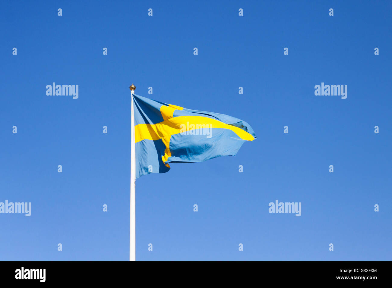 Flagpole with Swedish flag Stock Photo