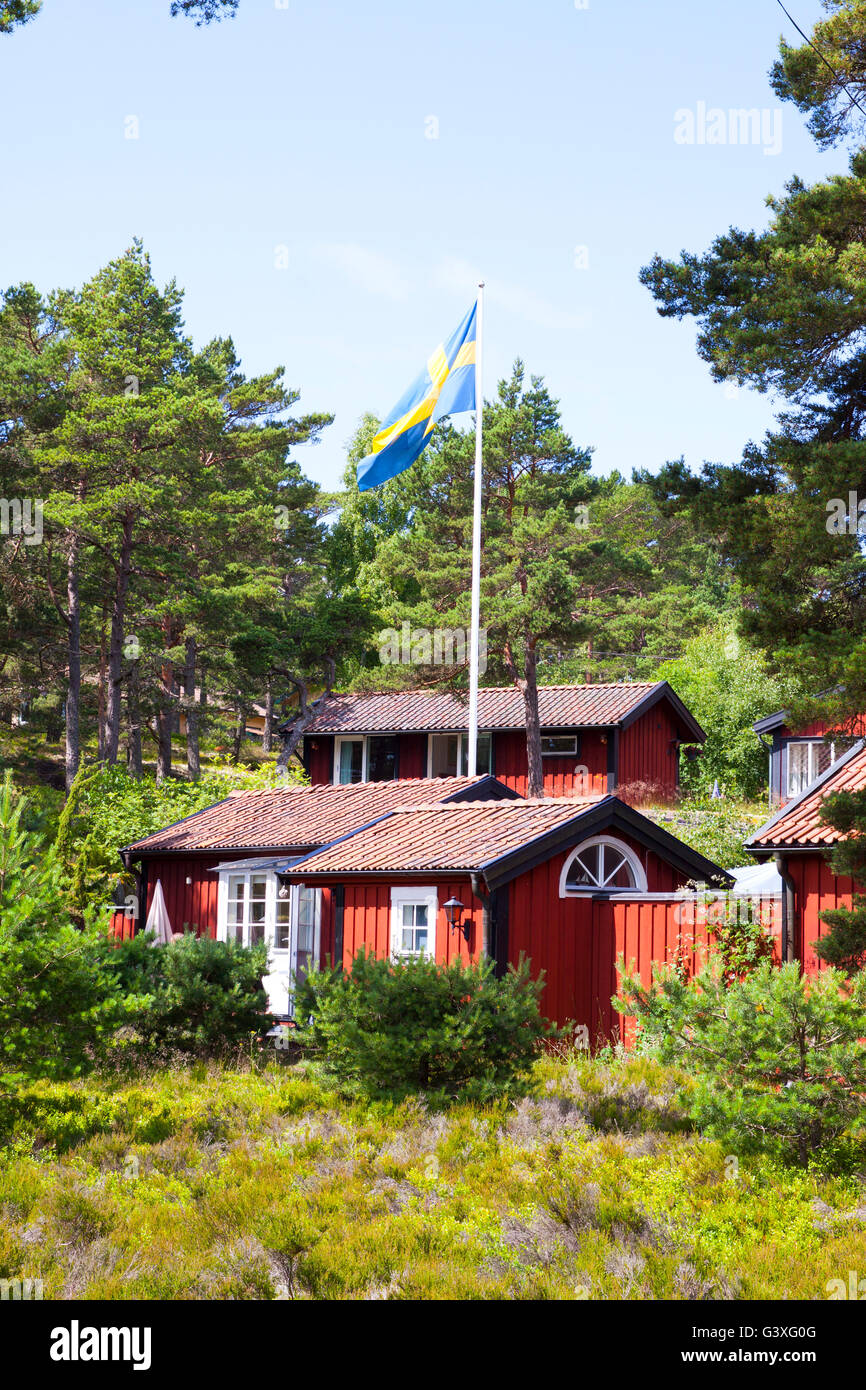 Swedish log cabins Stock Photo