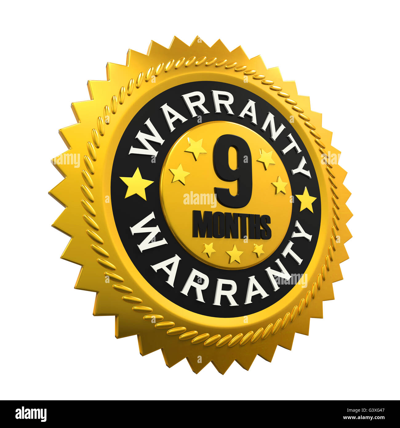 9 Months Warranty Sign Stock Photo