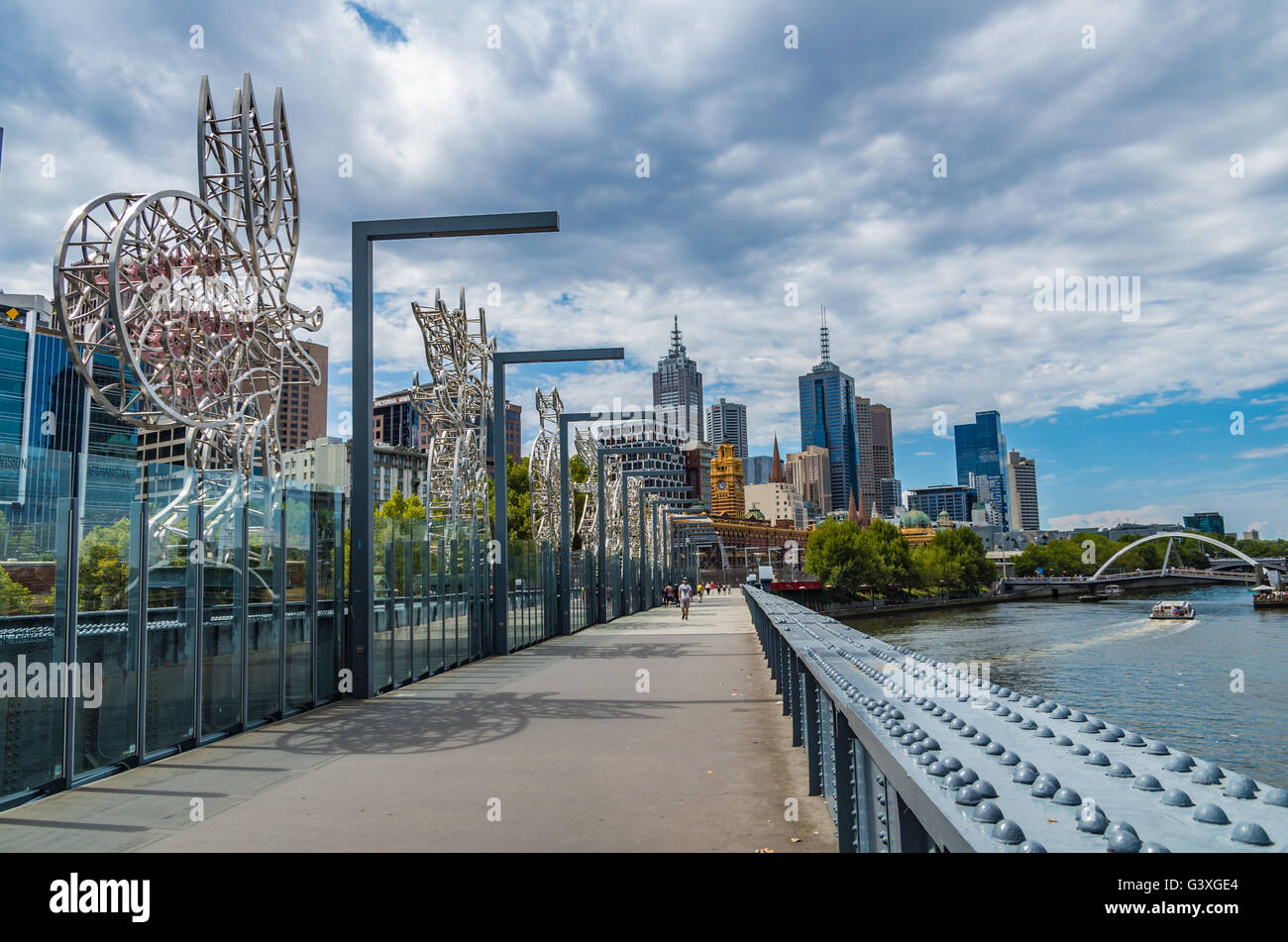 Views of Melbourne City along the South Bank River Precinct Stock Photo
