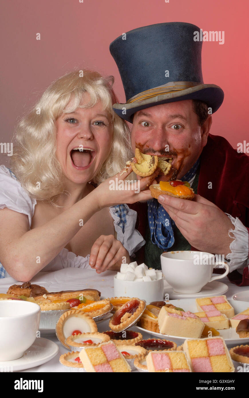 Mad hatters tea party Stock Photo Alamy