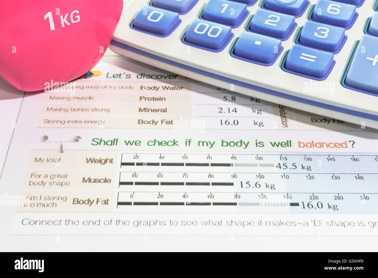 Calculator, Dumbbell, and Body Check Sheet Stock Photo - Alamy Calculator, Dumbbell, and Body Check Sheet Stock Photo - Alamy