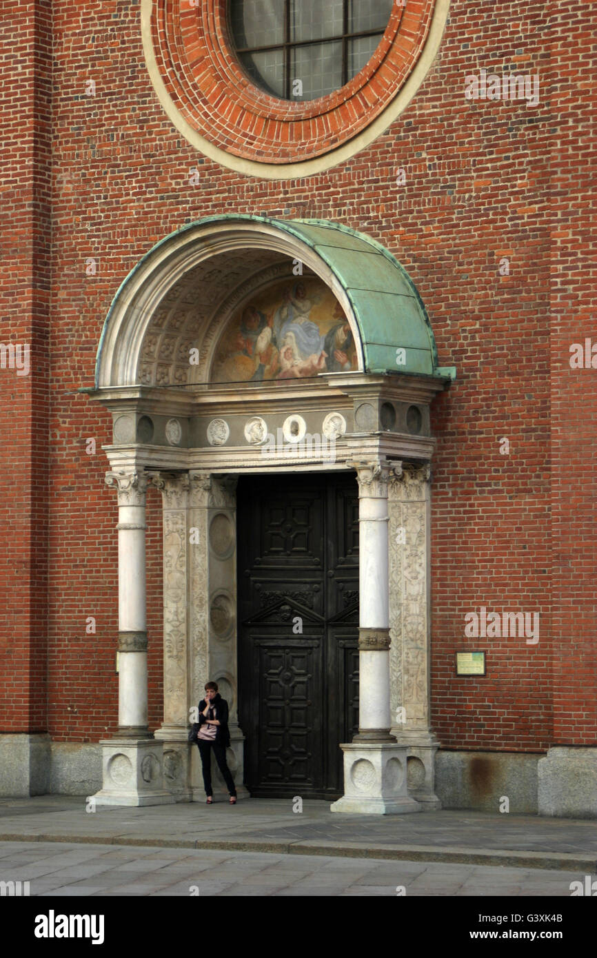 the entrance of the famous church of Santa Maria delle Grazie, Milan Stock Photo