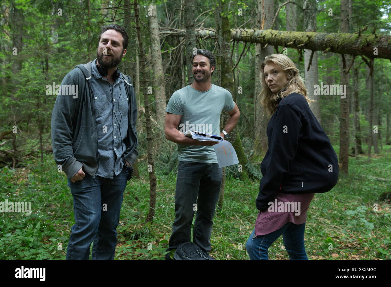 RELEASE DATE: January 8, 2106 TITLE: The Forest STUDIO: Gramercy Pictures DIRECTOR: Jason Zada PLOT: A woman goes into Japan's Suicide Forest to find her twin sister, and confronts supernatural terror STARRING: Natalie Dormer, Taylor Kinney, Jason Zada on set (Credit: c Gramercy Pictures/Entertainment Pictures/) Stock Photo