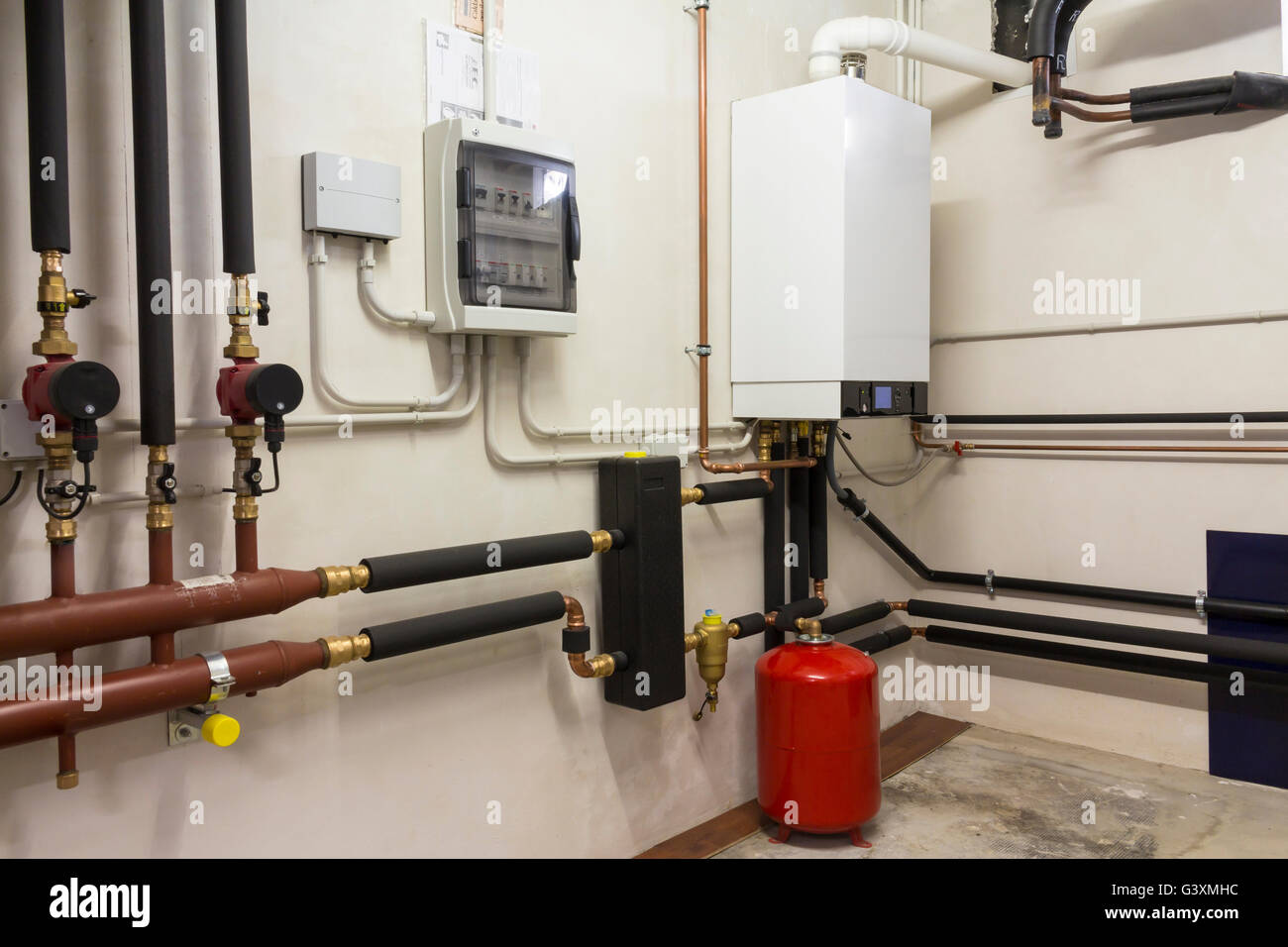 condensing boiler gas in the boiler room Stock Photo Alamy