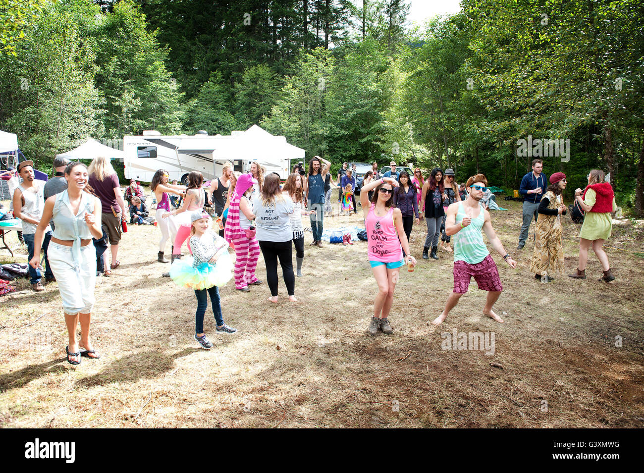 Festival goers at the Revival Music Festival.  Squamish BC, Canada Stock Photo