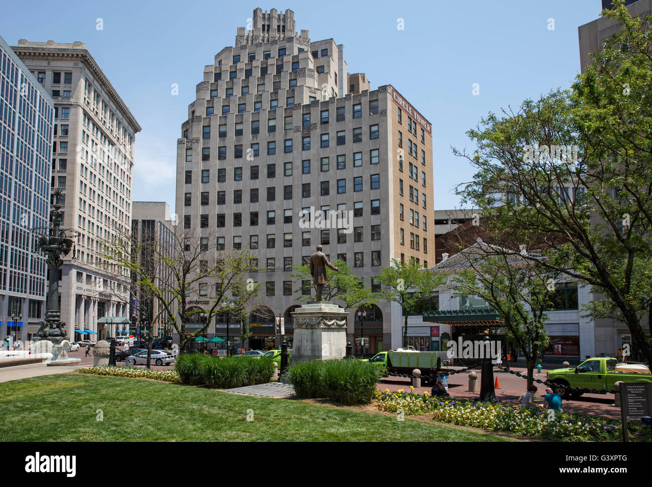 Art Deco building (Circle Tower) in Monument Circle, downtown Indianapolis, Indiana Stock Photo