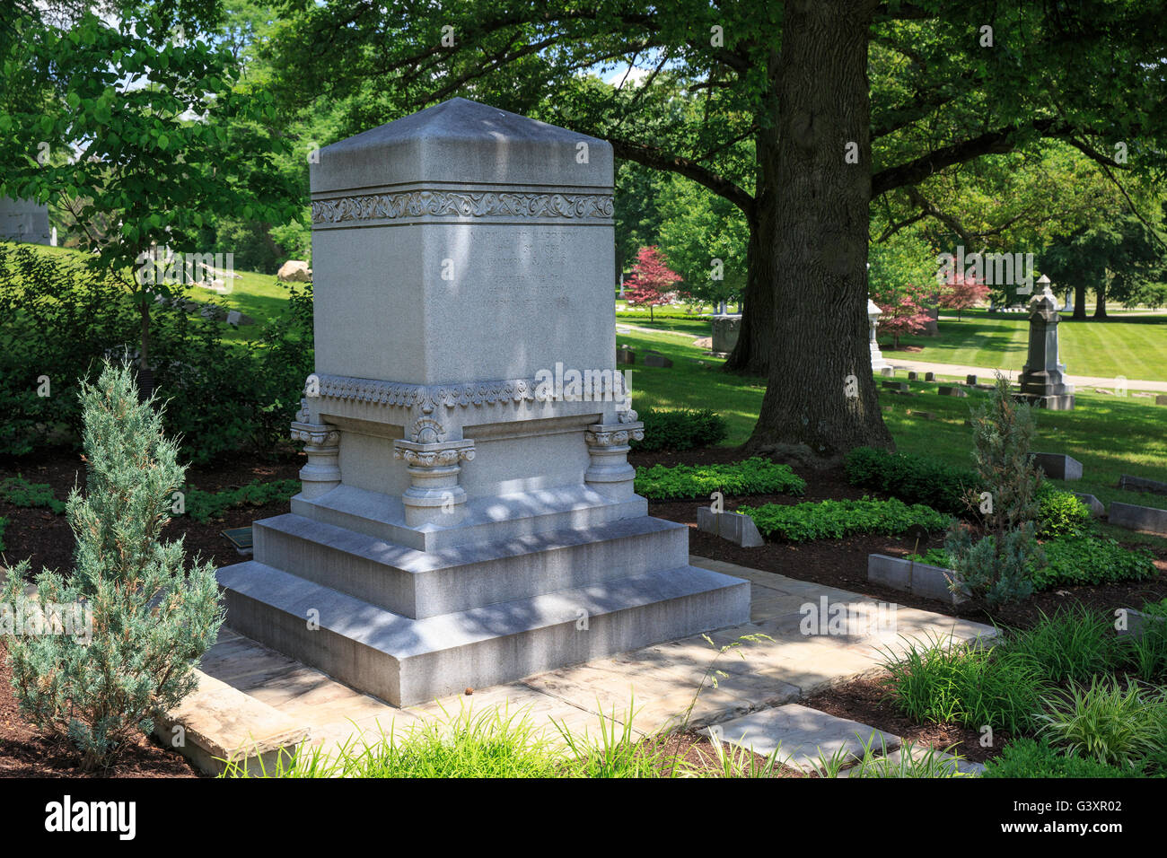Grave of Mary Lord Harrison, wife of Benjamin Harrison, Stock Photo