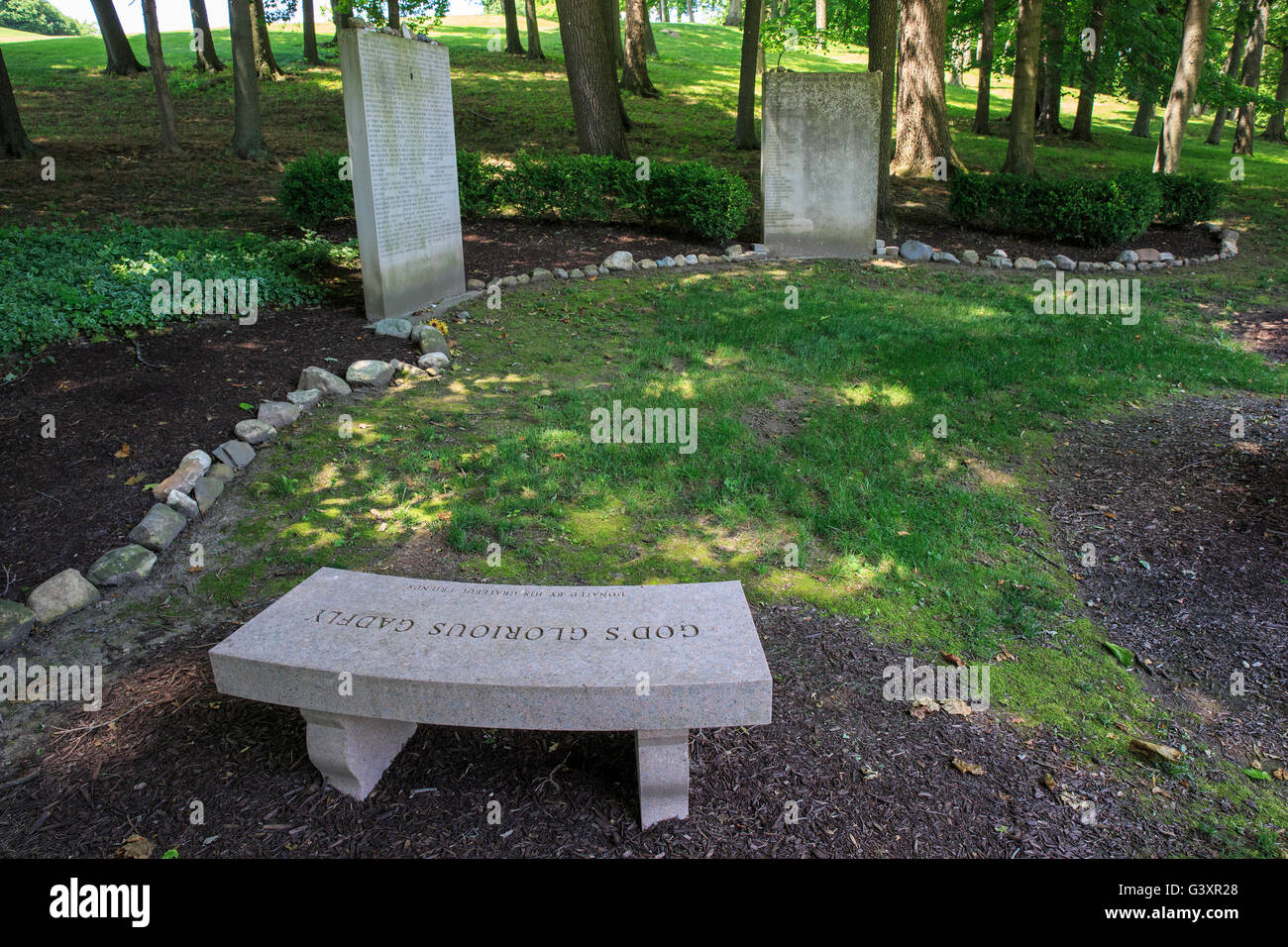 Bench And Marble Tablets At The Indiana Aids Memorial Crown Hill